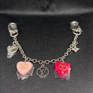 ✅ PRICE IS FIRM ✅ FASHION  Pink and Red Heart Bag Charm Chain.